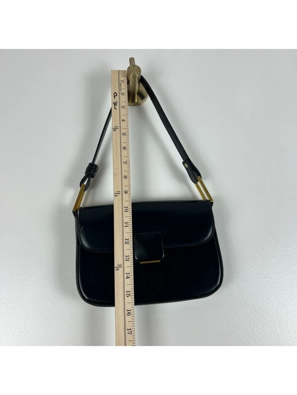 Madison West Black Faux Leather Shoulder Bag Gold Hardware NWOT Chic Purse